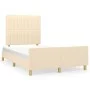 Bed frame with cream fabric headboard 120x200 cm by , Beds and slatted bases - Ref: Foro24-3125208, Price: 177,01 €, Discount: %