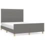 Bed frame with headboard in dark gray fabric 140x200 cm by , Beds and slatted bases - Ref: Foro24-3125220, Price: 232,56 €, D...