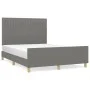 Bed frame with headboard in dark gray fabric 140x200 cm by , Beds and slatted bases - Ref: Foro24-3125220, Price: 225,16 €, D...