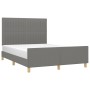 Bed frame with headboard in dark gray fabric 140x200 cm by , Beds and slatted bases - Ref: Foro24-3125220, Price: 232,56 €, D...