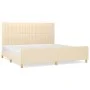 Bed frame with cream fabric headboard 200x200 cm by , Beds and slatted bases - Ref: Foro24-3125248, Price: 254,32 €, Discount: %