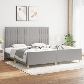 Hellgrauer Stoffbettrahmen mit Kopfteil 200x200 cm von , Betten und Lattenroste - Ref: Foro24-3125243, Preis: 228,45 €, Rabat...