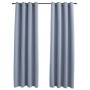 Cortinas opacas con anillas de metal 2 pzs gris 140x225 cm