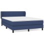 Cama box spring con colchón tela azul 140x190 cm
