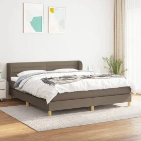 Box spring bed with taupe gray fabric mattress 160x200 cm by , Beds and slatted bases - Ref: Foro24-3126897, Price: 508,43 €,...
