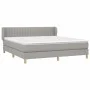 Box spring bed with light gray fabric mattress 160x200 cm by , Beds and slatted bases - Ref: Foro24-3126973, Price: 495,88 €,...