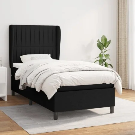Box spring bed with black fabric mattress 100x200 cm by , Beds and slatted bases - Ref: Foro24-3128103, Price: 340,17 €, Disc...