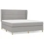 Box spring bed with light gray fabric mattress 160x200 cm by , Beds and slatted bases - Ref: Foro24-3128613, Price: 566,00 €,...