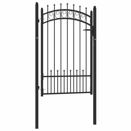 Puerta de valla con picos acero negro 100x150 cm