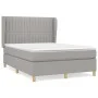 Box spring bed with light gray fabric mattress 140x200 cm by , Beds and slatted bases - Ref: Foro24-3128685, Price: 514,12 €,...