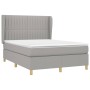 Box spring bed with light gray fabric mattress 140x200 cm by , Beds and slatted bases - Ref: Foro24-3128685, Price: 525,21 €,...