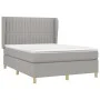 Box spring bed with light gray fabric mattress 140x200 cm by , Beds and slatted bases - Ref: Foro24-3128685, Price: 514,12 €,...
