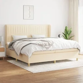 Box spring bed with cream fabric mattress 200x200 cm by , Beds and slatted bases - Ref: Foro24-3128714, Price: 680,24 €, Disc...