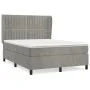 Box spring bed with light gray velvet mattress 140x200 cm by , Beds and slatted bases - Ref: Foro24-3129333, Price: 524,39 €,...