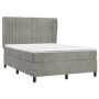 Box spring bed with light gray velvet mattress 140x200 cm by , Beds and slatted bases - Ref: Foro24-3129333, Price: 527,46 €,...