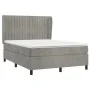 Box spring bed with light gray velvet mattress 140x200 cm by , Beds and slatted bases - Ref: Foro24-3129333, Price: 524,39 €,...