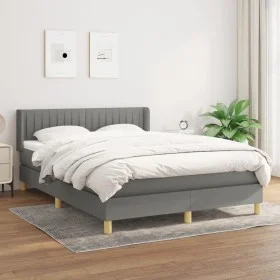 Box spring bed with dark gray fabric mattress 140x200 cm by , Beds and slatted bases - Ref: Foro24-3130434, Price: 429,76 €, ...