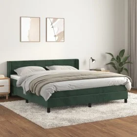 Box spring bed with dark green velvet mattress 160x200 cm by , Beds and slatted bases - Ref: Foro24-3131030, Price: 505,30 €,...