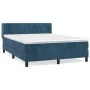 Box spring bed with dark blue velvet mattress 140x190 cm by , Beds and slatted bases - Ref: Foro24-3131079, Price: 428,62 €, ...