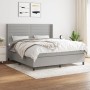 Box spring bed with light gray fabric mattress 160x200 cm by , Beds and slatted bases - Ref: Foro24-3131521, Price: 580,75 €,...