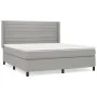 Box spring bed with light gray fabric mattress 160x200 cm by , Beds and slatted bases - Ref: Foro24-3131521, Price: 564,86 €,...