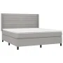 Box spring bed with light gray fabric mattress 160x200 cm by , Beds and slatted bases - Ref: Foro24-3131521, Price: 564,86 €,...