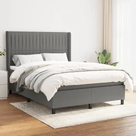 Box spring bed with dark gray fabric mattress 140x200 cm by , Beds and slatted bases - Ref: Foro24-3131594, Price: 496,35 €, ...