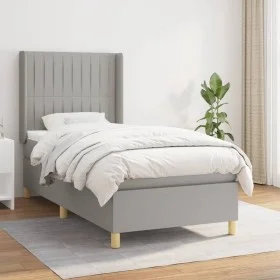 Box spring bed with light gray fabric mattress 100x200 cm by , Beds and slatted bases - Ref: Foro24-3132129, Price: 344,62 €,...