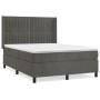 Box spring bed with dark gray velvet mattress 140x190 cm by , Beds and slatted bases - Ref: Foro24-3132796, Price: 519,83 €, ...
