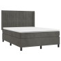 Box spring bed with dark gray velvet mattress 140x190 cm by , Beds and slatted bases - Ref: Foro24-3132796, Price: 519,83 €, ...
