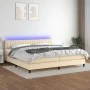 Box spring bed mattress and LED lights cream fabric 200x200 cm by , Beds and slatted bases - Ref: Foro24-3133346, Price: 600,...
