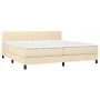 Box spring bed mattress and LED lights cream fabric 200x200 cm by , Beds and slatted bases - Ref: Foro24-3133346, Price: 600,...