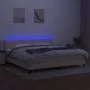 Box spring bed mattress and LED lights cream fabric 200x200 cm by , Beds and slatted bases - Ref: Foro24-3133346, Price: 600,...