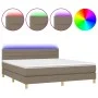 Box spring bed with LED mattress taupe gray fabric 160x200 cm by , Beds and slatted bases - Ref: Foro24-3133809, Price: 501,7...