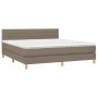 Box spring bed with LED mattress taupe gray fabric 160x200 cm by , Beds and slatted bases - Ref: Foro24-3133809, Price: 501,7...