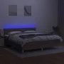 Box spring bed with LED mattress taupe gray fabric 160x200 cm by , Beds and slatted bases - Ref: Foro24-3133809, Price: 501,7...