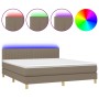 Box spring bed with LED mattress taupe gray fabric 160x200 cm by , Beds and slatted bases - Ref: Foro24-3133889, Price: 514,6...