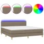 Box spring bed with LED mattress taupe gray fabric 160x200 cm by , Beds and slatted bases - Ref: Foro24-3133889, Price: 501,6...