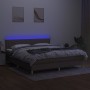 Box spring bed with LED mattress taupe gray fabric 160x200 cm by , Beds and slatted bases - Ref: Foro24-3133889, Price: 514,6...