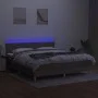 Box spring bed with LED mattress taupe gray fabric 160x200 cm by , Beds and slatted bases - Ref: Foro24-3133889, Price: 501,6...