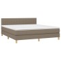 Box spring bed with LED mattress taupe gray fabric 160x200 cm by , Beds and slatted bases - Ref: Foro24-3133889, Price: 514,6...