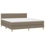 Box spring bed with LED mattress taupe gray fabric 160x200 cm by , Beds and slatted bases - Ref: Foro24-3133889, Price: 501,6...