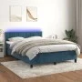 Cama box spring colchón y LED terciopelo azul oscuro 140x200 cm de , Camas y somieres - Ref: Foro24-3134529, Precio: 429,45 €...