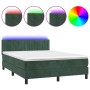 Box spring bed with mattress and LED dark green velvet 140x190cm by , Beds and slatted bases - Ref: Foro24-3134522, Price: 45...