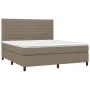 Box spring bed with mattress and LED lights taupe gray fabric 160x200 cm by , Beds and slatted bases - Ref: Foro24-3134969, P...