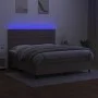 Box spring bed with mattress and LED lights taupe gray fabric 160x200 cm by , Beds and slatted bases - Ref: Foro24-3134969, P...