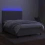 Box spring bed mattress and LED lights light gray fabric 140x200 cm by , Beds and slatted bases - Ref: Foro24-3135037, Price:...
