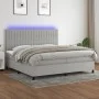 Box spring bed with fabric mattress and light gray LED 200x200 cm by , Beds and slatted bases - Ref: Foro24-3135061, Price: 6...
