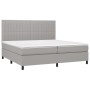 Cama box spring con colchón tela y LED gris claro 200x200 cm de , Camas y somieres - Ref: Foro24-3135061, Precio: 680,41 €, D...