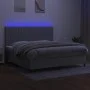 Cama box spring con colchón tela y LED gris claro 200x200 cm de , Camas y somieres - Ref: Foro24-3135061, Precio: 687,74 €, D...